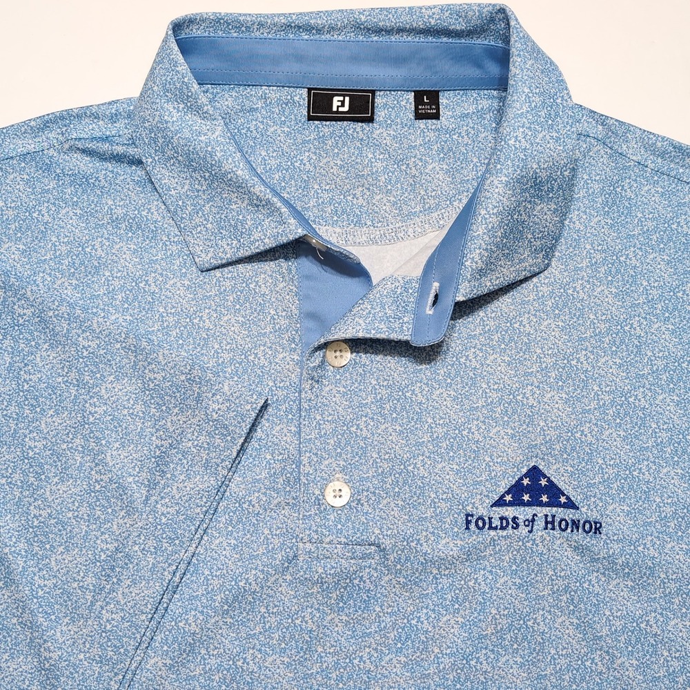 FOOTJOY Golf Polo Mens Large Blue Excellent Folds of Honor Short Sleeve Shirt